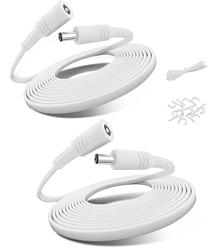 Câble d'Extension DC Tonton 5M, Adaptateur d'Alimentation 5,5mm x 2,1mm, Câble d'Extension DC 5V~24V, Prise 5521 vers Connecteur pour Caméra de Surveillance, DVR, Bande LED Blanc 5M (2 Pièces