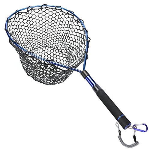 Goture 32" Rubber Fly Fishing Net, Bass Trout Landing Net for Fishing, Telescopic Fishing Landing Net, Fish-Friendly for Easy Catch & Release