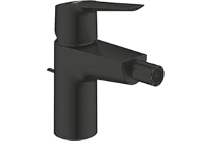 GROHE Start QuickFix, Mezclador de bidé con juego de desagüe automático, rótula, aireador ahorrador de agua de 5,7 l/min, cartucho cerámico de 28 mm, conectores de 3/8", negro mate, 325602432