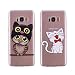Produktbild [2 Packs] Hülle für Galaxy S8, Misstars Transparent Weich TPU Silikon Schutzhülle Ultra Dünn mit Malerei Muster Clear Backcover Anti-Rutsch Kratzfeste Handytasche für Samsung Galaxy S8, Katze + Niedlich Eule