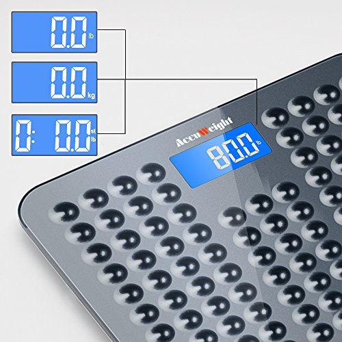 Accuweight AW-BS002 digitale Anti-Rutsch Personenwaage mit großem LCD-Display, 180kg/400lbs Kapazität (Grau) - 3
