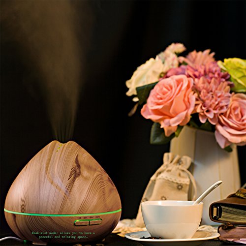 Liqoo® Aroma Diffuser Luftbefeuchter 400ml Duftzerstäuber Oil Düfte mit 7 Farben LED Licht für Schlafzimmer Wohnzimmer Büro - 9
