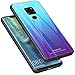 Produktbild AVIDET Huawei Mate 20 Hülle, 2-in-1 Soft Silikon TPU mit Gehärtetem Glas Back Cover Case Silikonhülle für Huawei Mate 20 (Lila-Blau)