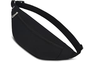 QINLOV Sac Banane Sacoche Bandoulière Femme Homme Sac de Ceinture Multifonctionnel pour Loisir/Voyage/Sports/Randonnée/en Plein air (Noir)