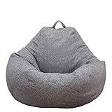 Ysoom Housse pour Pouf sans Rembourrage Housse intérieure Pouf géant Pouf Pouf Housse de Pouf en Lin 2 en 1 Fonctions, Gris, Large