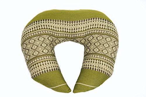 Cuscino per il collo, imbottitura Kapok, design tradizionale Thai verde bambú