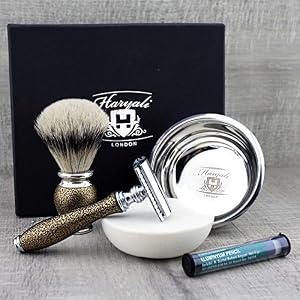 Silver Tip Brush & DE Safety Razorwith Bowl & Soap.