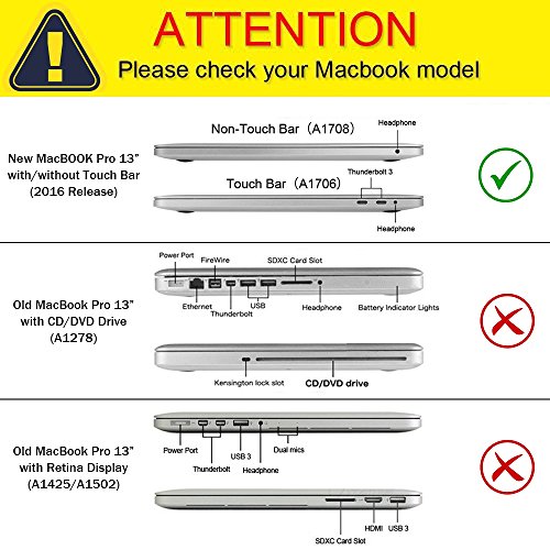 MacBook Pro 13 H  lle 2016 Touch Bar  iNeseon Ultra Slim Plastik Hartschale Tasche Case Cover snap on Schutzh  lle Schale mit US Ros  gold und EU Tran