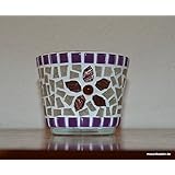 Handgemachtes Windlicht lila nebelgrau 8 cm hoch