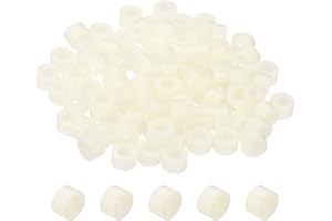 PATIKIL 5.2mm ID x 9mm OD x 5mm L Round Spacers Washers, 100 Pack ABS Plastic Standoff Gaskets for M5 Hardware Screws Bolts for 3D Printer Electrical Outlet, Beige