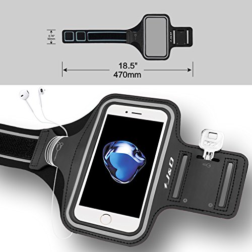iPhone 7 Brazalete  J D Brazalete Deportivo para Apple iPhone 7  Ranura para Llaves  Conexi  n Perfecta con Auriculares mientras Ejercicios y Carreras - Negro