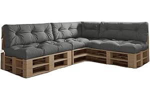 ‎CHILLY PILLEY chilly pilley Palettenkissen Wasserdicht Palettenauflage Palettenpolster Palettenmöbel Gartenkissen Wasserfest Wasserabweisend viele Größen und Farben (Set 7 er. Silber)