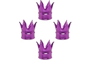 SENZEAL 4 Pezzi Tappi Pneumatici Auto Corona Antipolvere Coprivalvola Auto Universale in Lega di Alluminio Tappino Gomme per Auto Biciclette Camion Moto (Viola)