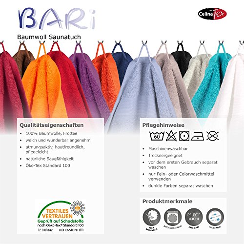 Bari Saunatuch / Badetuch | viele Farben, 2 Größen | 100% Baumwolle Frottee Handtuch, ca. 500g/m², 80 x 200 cm | CelinaTex 0002996 | türkis - 4