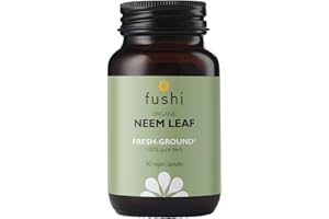 Fushi Organic Neem Leaf Capsules, 60 Caps | Fresh-Ground Whole Food | Detoxifying properties | Cleansing Herb, Purify Both Inside & Outside Body | Ethical & Vegan | Made in the UK