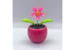 YJEMLE Rose Red Solar Dancing Flower Car Dashboard Decorations - Funny Solar Powered Dancing Flower Pot Car Ornaments Flower Swinging Toy for Car Decor, Funny Gifts for Friends