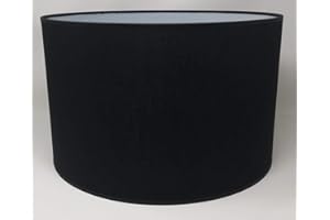 RUSEPIN Zylinder Lampenschirm Baumwolle Stoff handgefertigt für Deckenleuchte, Tischleuchte, Stehlampe (Schwarz, 35 cm Durchmesser 23 cm Höhe)