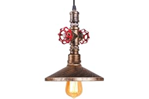 PETITES ECREVISSES Lustre Suspension Luminaire Industrielle en Tuyau d'Eau Métal E27 Rétro Plafonnier Ø22cm Bronze Eclairage de Chambre Salon Salle