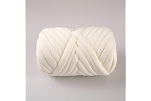 FIYSON Fil de coton épais pour le tricot et,500g/25m,Fil géant super doux en coton,Grosse Laine à Tricoter à La Main,Lavable en velours pour lit d'animal de compagnie,Fil épais pour oreiller (laiteux)