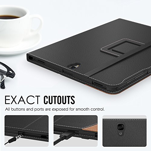 MoKo Samsung Galaxy Tab S3 9.7 Hülle – PU Leder Ständer Schutzhülle Smart Case Cover mit Stift-Schleife / Standfunktion und Auto Sleep / Wake Up Funktion für Samsung Galaxy Tab S3 9.7 Zoll (2017) SM-T820 / T825 Tablet, Schwarz/Braun - 3