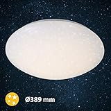 Briloner Leuchten - LED Deckenlampe mit Sternendekor, Deckenleuchte 18 Watt, 1600 Lumen, Ø 39 cm, weiß
