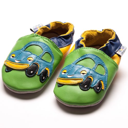 Jinwood designed by amsomo – Boys – Jungen – Hausschuhe – echt Leder Lederpuschen – Krabbelschuhe – soft sole / mini shoes div. Groeßen - 2