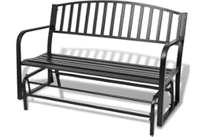 vidaXL Swing Bench - Weather-Resistant Black Steel Garden Chair, 2-Person Seating, Porch Glider with Rocking Mechanism, Load Capacity 110kg.