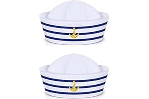 TEOGNEOT 2 Piezas Sombreros de Vela Azul con Blanco Sombrero de Marinero Azul Marino para Accesorio de Disfraz, Fiesta de Disfraces
