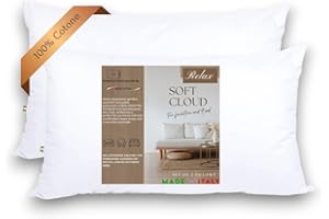 GM Soft Cloud Cuscini Letto 50x80 Guanciali per dormire 2 pezzi rivestimento 100% cotone fresco lavabile anallergico e traspirante Made in Italy