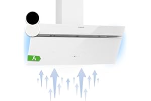 Klarstein Campana Extractora Decorativa 90 cm Luces LED, Extractor Cocina Flujo Aire 594m³/h, con Control de Panel Táctil, Campanas Anti Grasa, Eficiencia Clase A