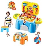 deAO Working Tools KIT - Handy Carrycase &amp; Stool 2in1 With Accessories Included (Toy)