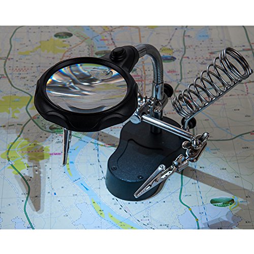EMOTREE 3,5/12 Fach Dritte Hand Vergrößerung LED Lupe mit Halter Klemmen Platinenhalter Löthilfe Arbeitsplatz Tischlupe - 9