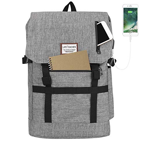 Preisvergleich Produktbild REXSO Laptop Rucksack, Wasserabweisender Reiserucksack Daypack Sport Fahrrad Rucksack Schulrucksack Damen Herren (grau)