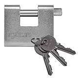 candado viro 80 mm precio 3 llaves incluidas Stanley S742-023 Candado blindado de latón macizo, 3 llaves, Metálico, 80 mm