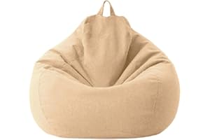 Geagodelia Funda para Sillón Puff Cubierta para Sofá Perezoso Fundas Clásicas de Puff Pera Bolsa de Frijol para Silla Tumbona Perezosa SIN Relleno para Adultos y Niños (Caqui, 85 * 105cm)