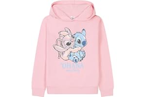 Disney Sudadera con capucha para niñas Lilo and Stitch Pink Stitch and Angel
