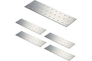 VHG INNOVATION VHG Flat Connecting Joining Plates - Pack of 5 pcs (200 x 60 x 2) Heavy Duty Perforated Brackets, Galvanised Steel Sheet Braces, Metal Timber Fixing Repair Connector