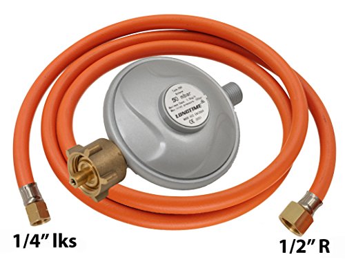 Gasschlauch Druckminderer Betriebsdruck 50mbar Gasschlauch-Regler Set Länge :200cm Übergang 1/2" R x 1/4"lks