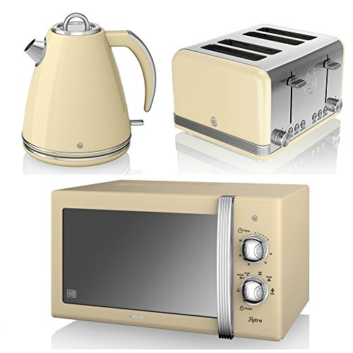 Buy Swan Kitchen Appliance Retro Set 20L Manual Cream Microwave, 1.5L