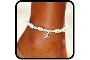 ‎YEAN Yean Seashell Anklet Starfish Turquoise Ankle Bracelet Silver Anklet Jewellery for Women and Girls
