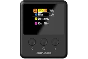 ISDT 608PD Smart Digitales Lipo Ladegerät,DC 240W/10A USB C 100W/5A für RC-Akkus,Universal Balance Discharge Ladegerät für Life/Lilon/LiPo/LiHV (1-6S),NiMH(1-16S),Pb (1-12S) Akkus