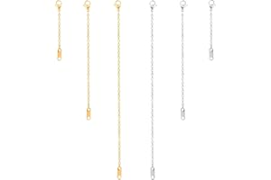 TEAMIOULING 6 Pcs Necklace Extender, Gold Plated Silver Necklaces Extenders Chain, 2", 4", 6" Delicate Chain Extenders for Necklaces Bracelet Anklet, Jewelry Making for Women Men