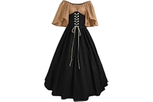 QZQZ Robe Medievale Femme Victorienne Steampunk Gothique Vintage Medievale Steampunk Costume MéDiéVal Femme DéGuisement Victorienne DéGuisements Dress Halloween Renaissance