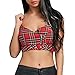 Produktbild Mode Damen Sexy Plaid Reißverschluss Kreuz V-Ausschnitt Kurze Träger Straps Tank Tops Lässige Sling-Tops über Kreuz
