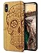 Price comparison product image YFWOOD Wood Case replacement for iPhone XS iPhone X Case Cool replacement for Man Full Coverage Cut-outs Premium Wood Carving BumperCase Cover 5.8'' (Skull)