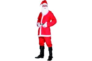 Smiffys Men's Deluxe Santa Suit Costume, Father Christmas Outfit with Jacket, Trousers, Beard, Hat & Belt, Perfect for Christmas Fancy Dress & Holiday Parties, Santa Adult Dress Up Outfits, Small