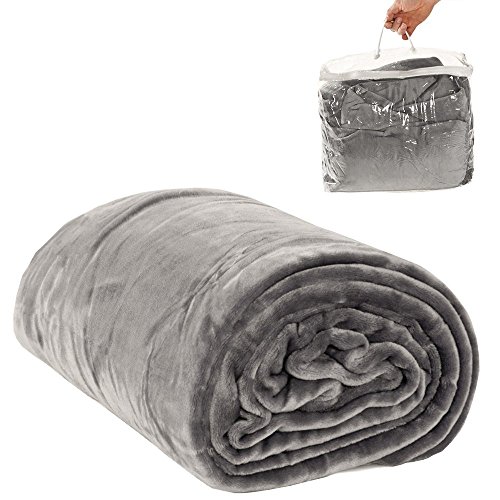 TecTake® XXL Kuscheldecke 220x240cm Schlafdecke Microfaser Mikrofaser Decke Tagesdecke grau + Tragetasche