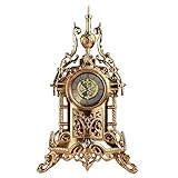 SESO UK- Amerikanische antike Mantla Tischuhr Metall Stille Schreibtisch dekorative Uhren für Wohnzimmer (Farbe : Gold)