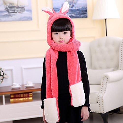 Sieye FASHION Shawl Scarf Winter winter hat all-match children cartoon double plush scarf hat glove scarf thickening,Pocket Bib watermelon,About 190*18cm