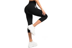 Sanpetix Caprileggings för kvinnor med fickor, 3/4 sportleggings, dam, hög midja för yoga, fitness, cykling